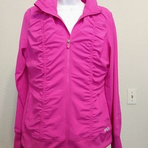 Fila Pink Gather Zip Front Thumb Open Jacket sz M